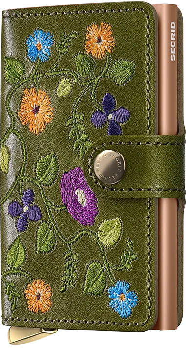 Premium Miniwallet Stitch Floral Olive +