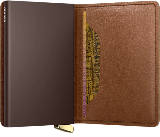 Premium Slimwallet Emboss Lines Cognac +